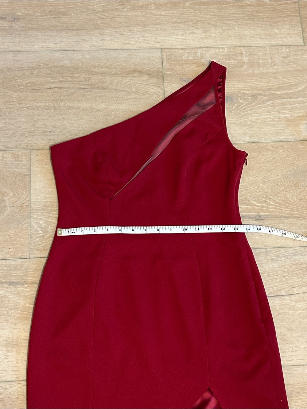 Michael Costello x REVOLVE Hanna Mini Dress one-shoulder asymmetrical Red size M - Picture 13 of 16
